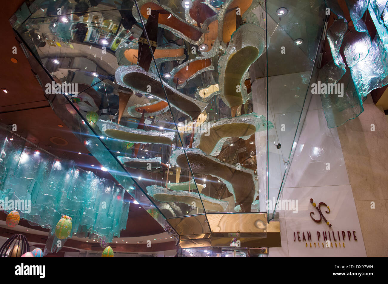 Worlds Largest Chocolate Fountain in Bellagio hotel in Las Vegas Stock