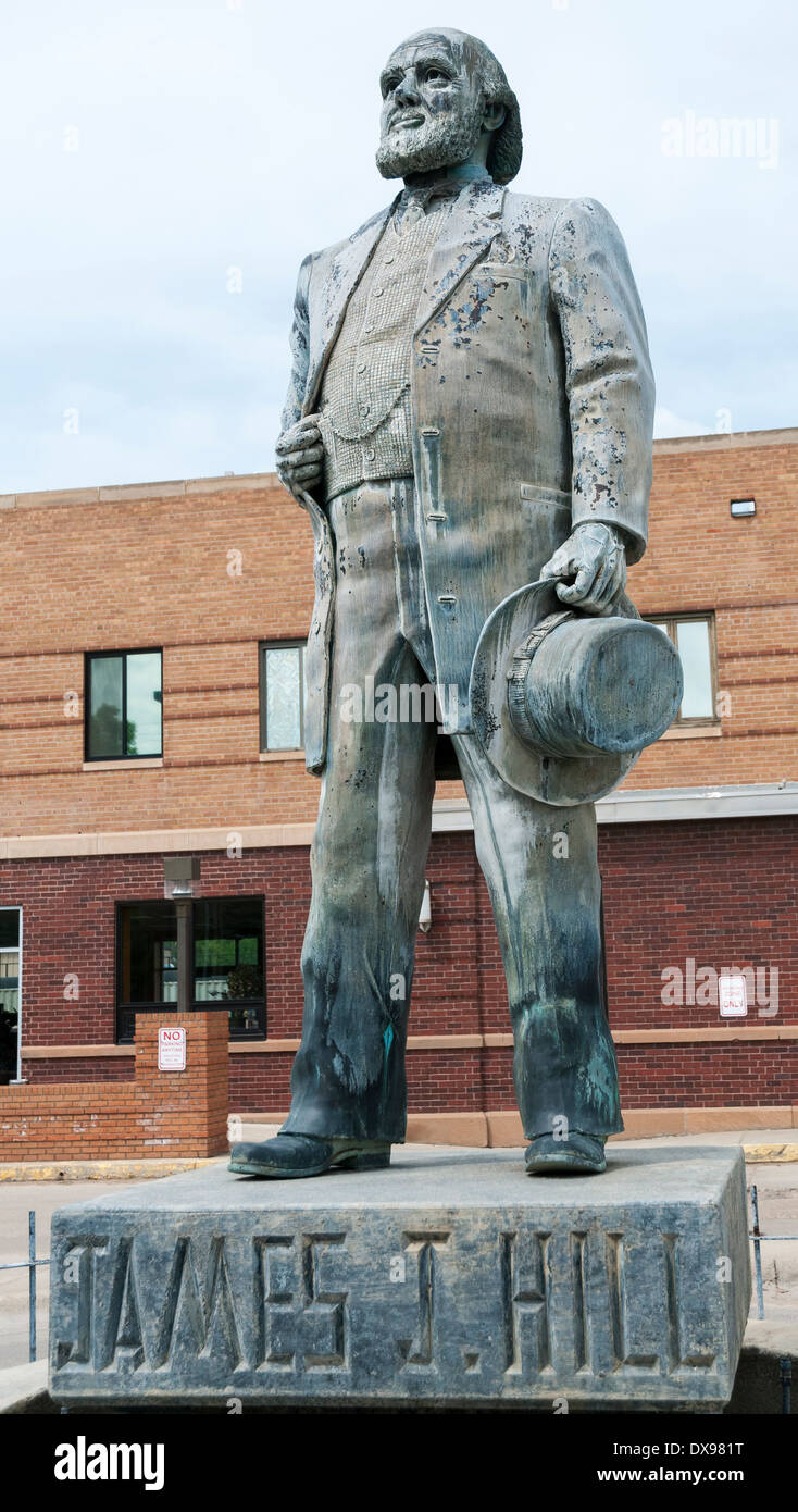 Montana, Havre, James Jerome Hill (1838-1916) statue, railroad founder executive known as 'The Empire Builder' Stock Photo