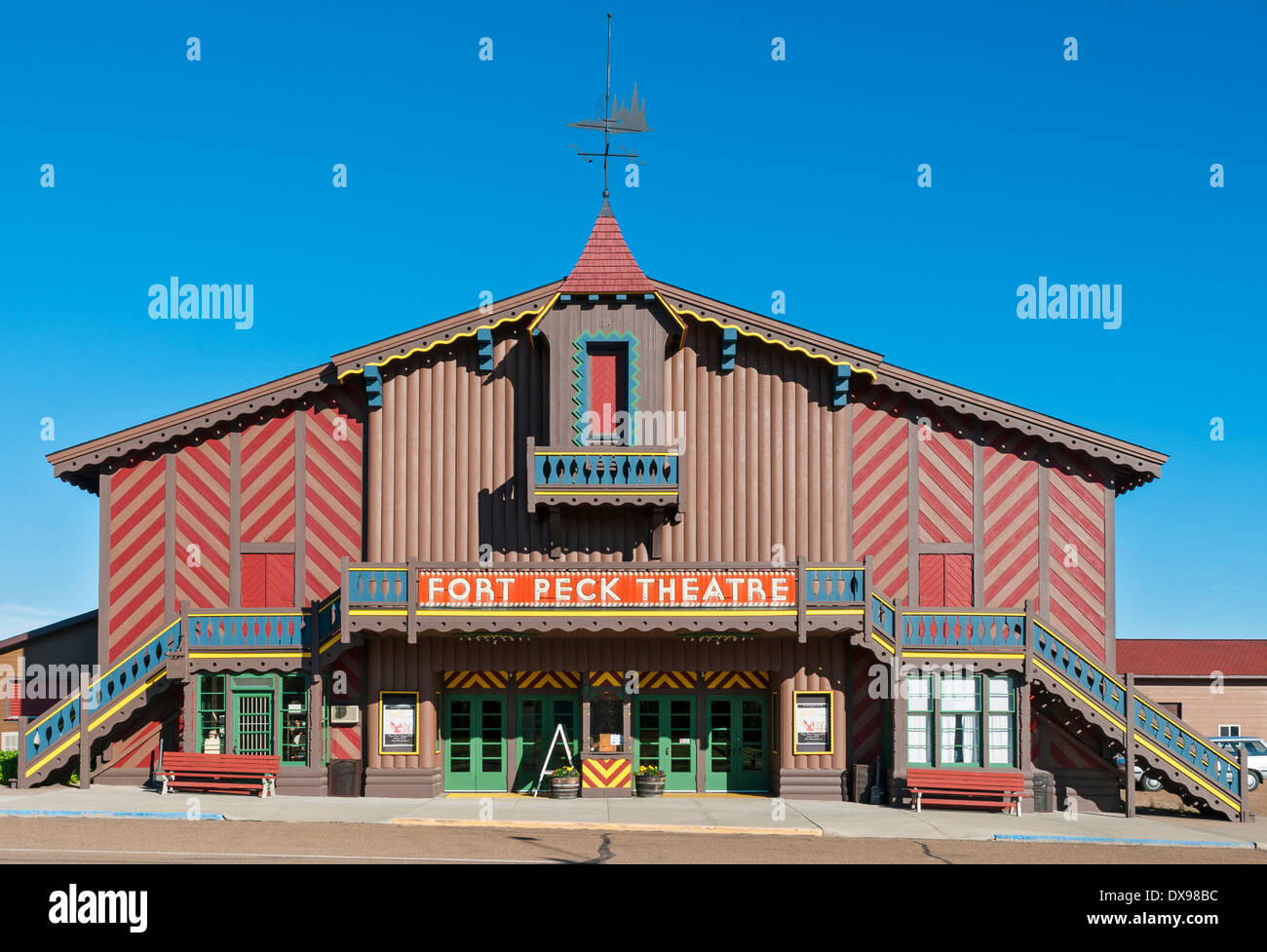 Montana, Fort Peck Theatre, former cinema built in 1930s for dam workers Stock Photo