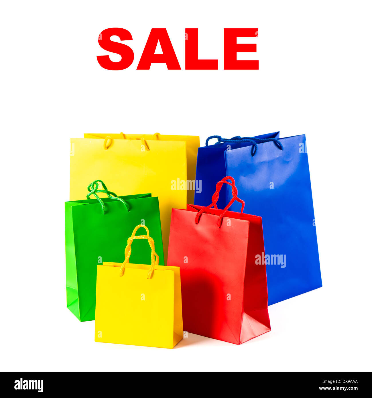assorted shopping bags on white background. sale concept with sample