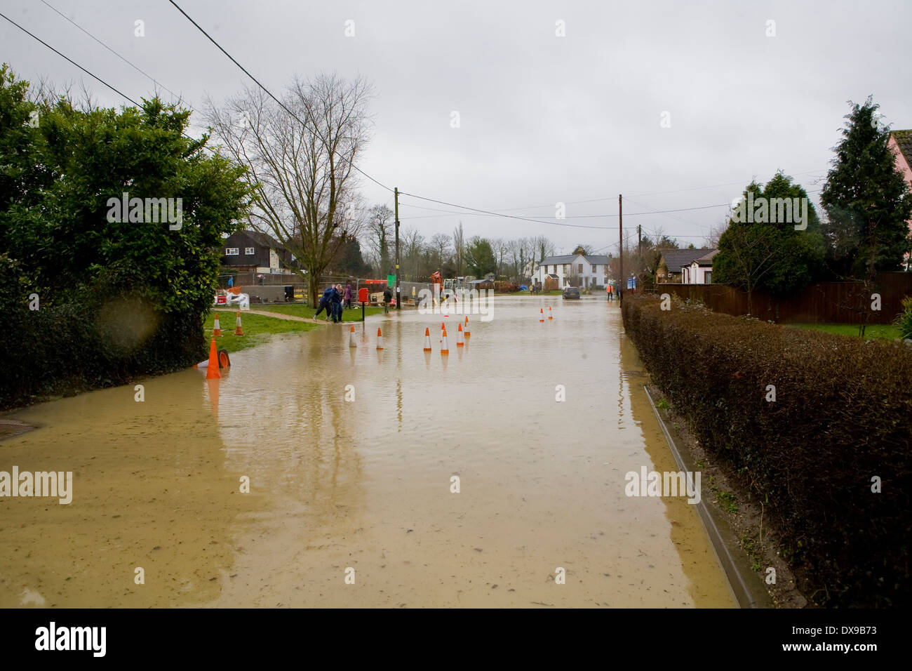 Flooded village of Steeple Bumpstead in Essex today after heavy overnight rain Pic George Impey Stock Photo