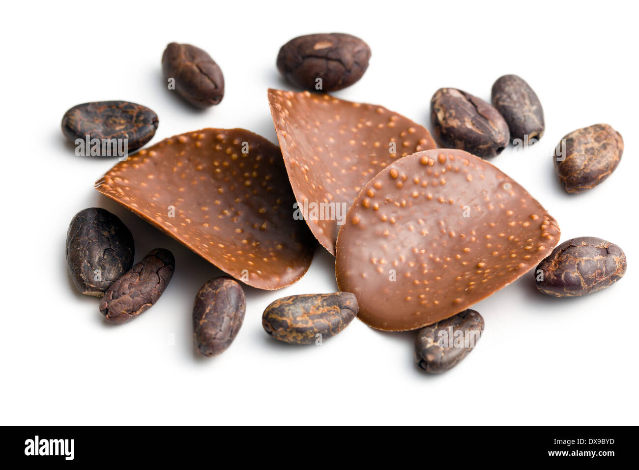 the chocolate chips with cocoa beans Stock Photo Alamy