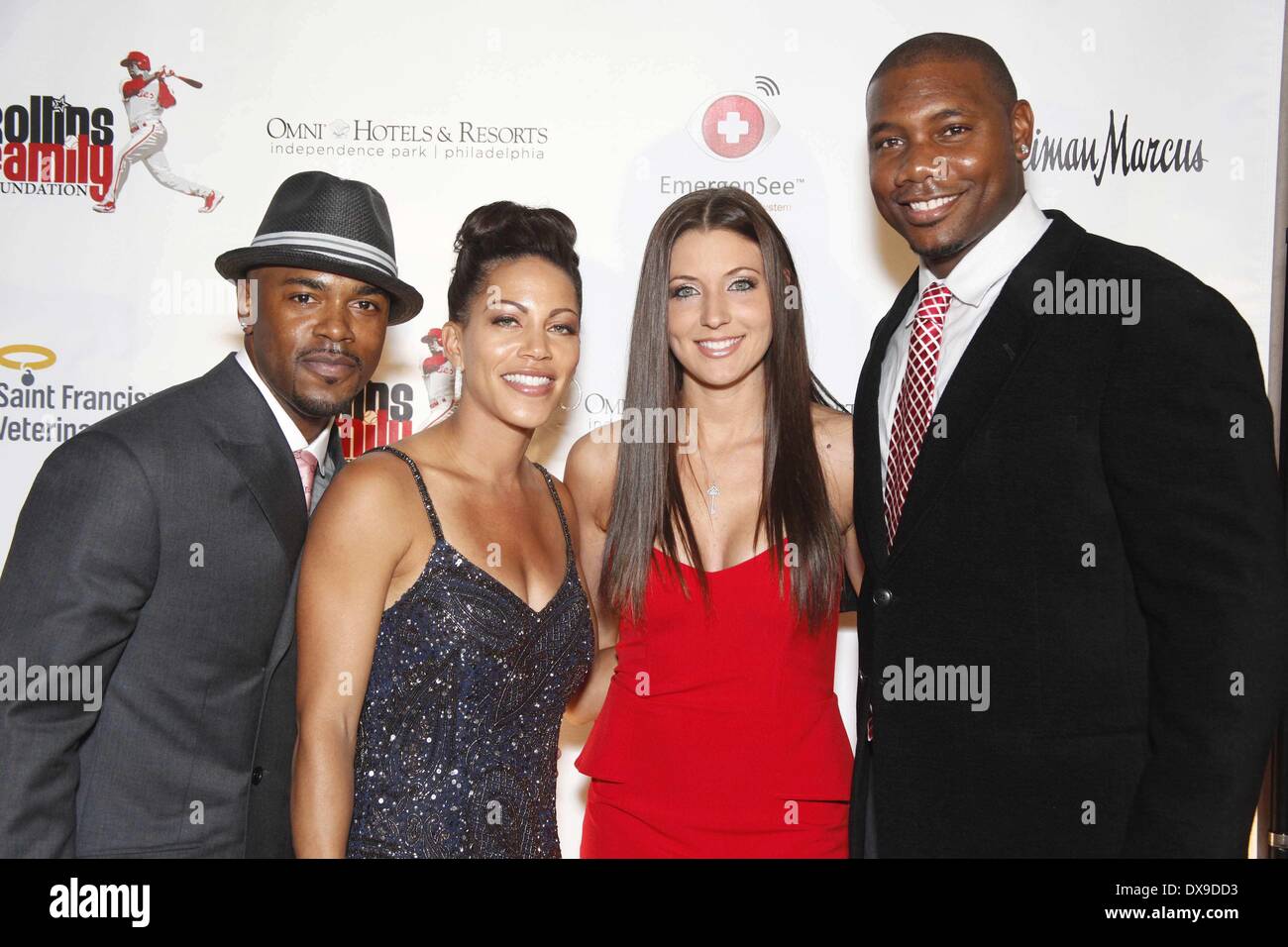 Jimmy Rollins with his wife, Johari and Ryan Howard and fiance at Jimmy  Rollins charity event 'A Night In Paris' at the National Constitution  Center in Philadelphia Featuring: Jimmy Rollins with his