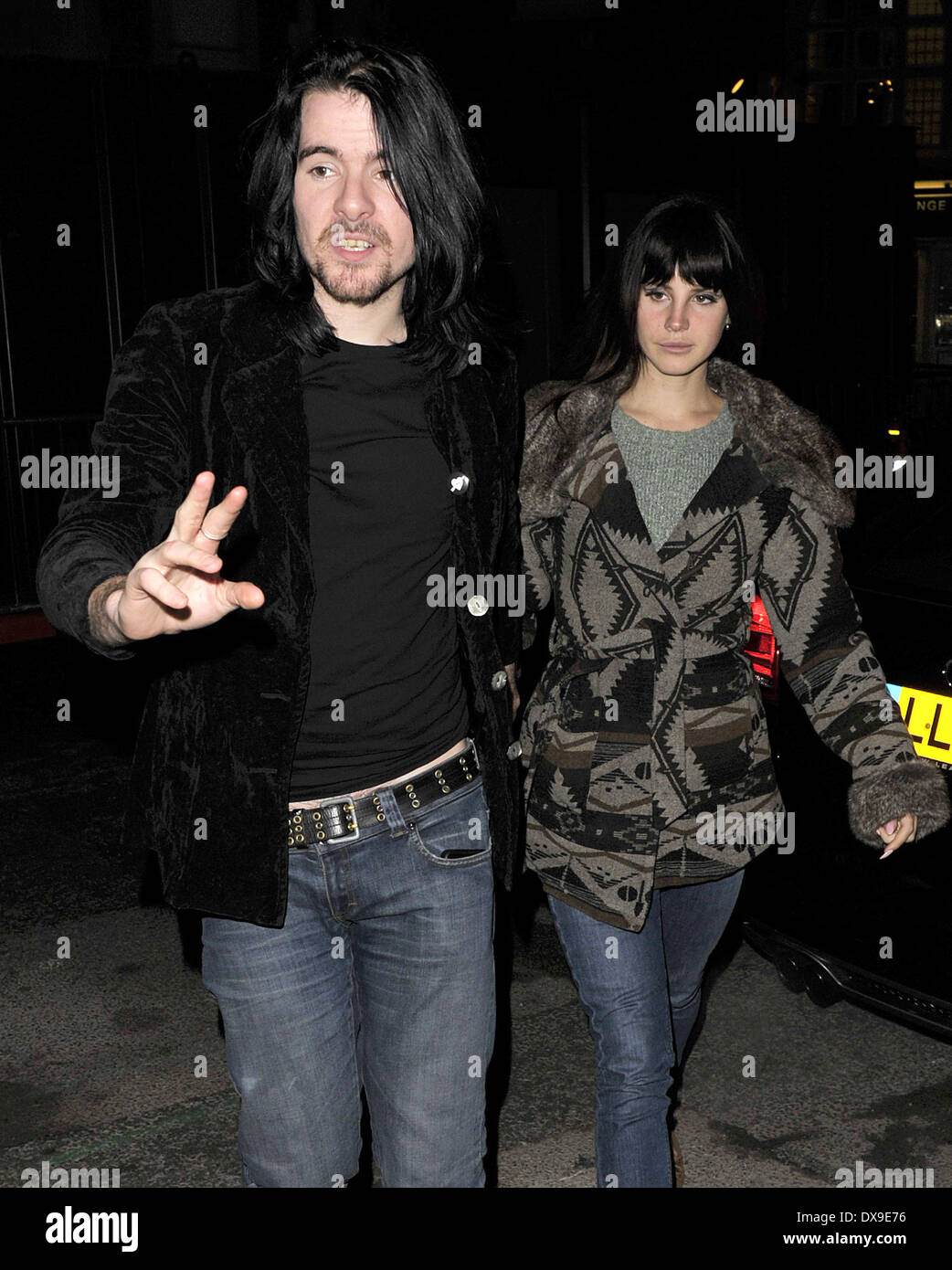 Lana Del Rey and boyfriend Barrie James O'Neil outside their hotel. London, England - 13.11.12 Featuring: Lana Del Rey and boyf Stock Photo