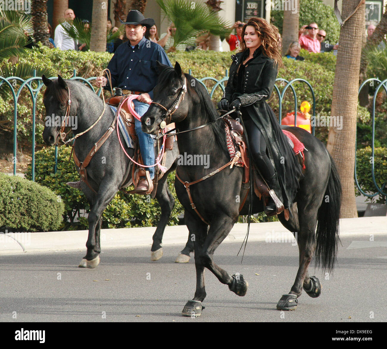 Country music superstar, Shania Twain rides up the Las Vegas Strip on ...