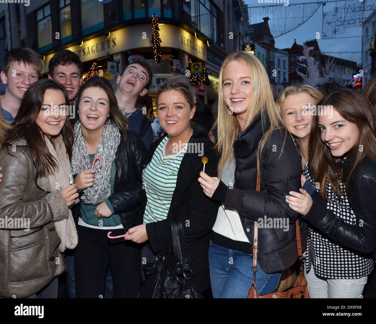 Official turning on of christmas lights grafton street