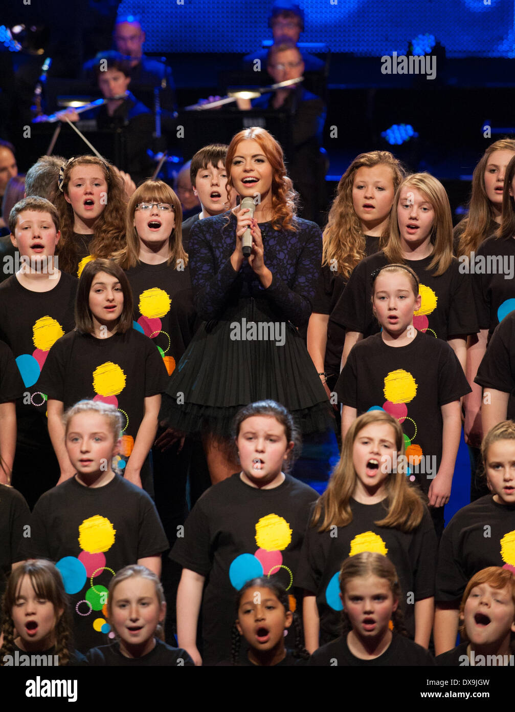 Sophie Evans sings with a choir BBC Children In Need 2012 Cardiff Coverage Cardiff, Wales - 16.11.12 Featuring: Sophie Evans si Stock Photo