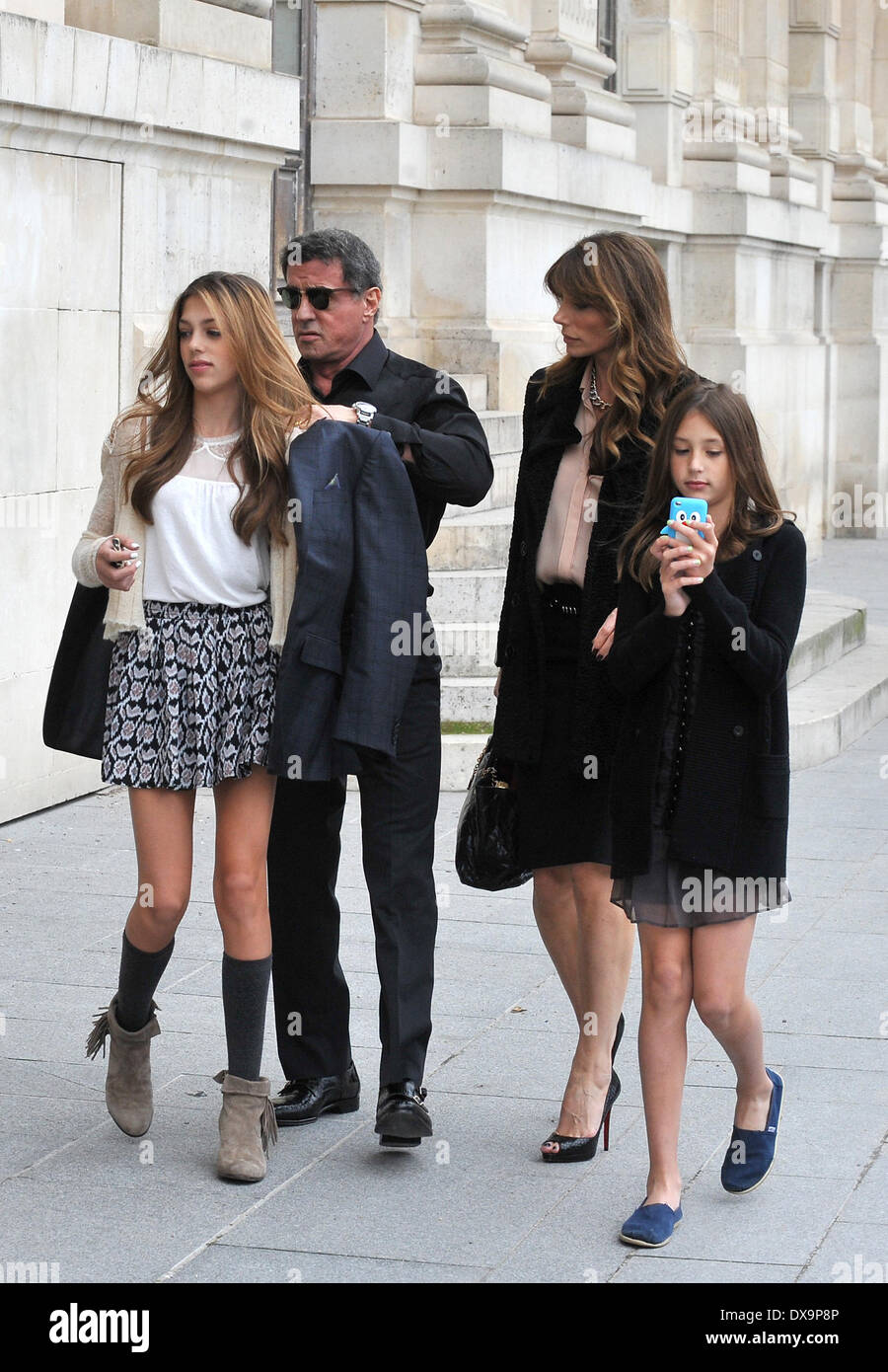 Sylvester Stallone, Jennifer Flavin, Sistine Rose and Scarlet Rose  Sylvester Stalone spends time with his wife and their two daughters in  Paris Featuring: Sylvester Stallone,Jennifer Flavin,Sistine Rose and Scarlet  Rose Where: Paris