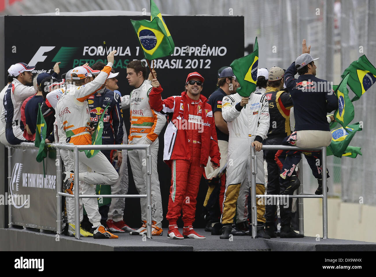 Fernando Alonso placed second on the podium at the Brazilian Formula Stock Photo - Alamy
