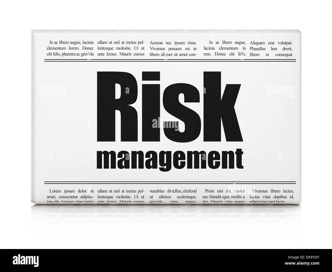 Business concept newspaper headline Risk Management Stock Photo Alamy