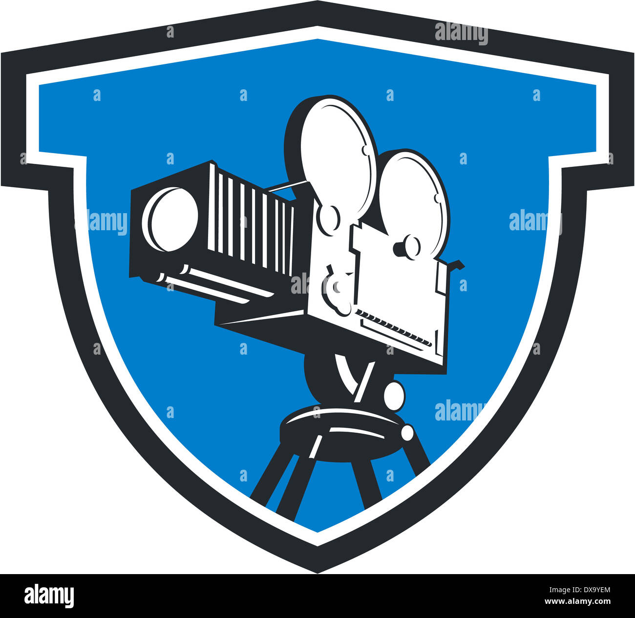 Illustration of a vintage movie film motion-picture camera set inside ...