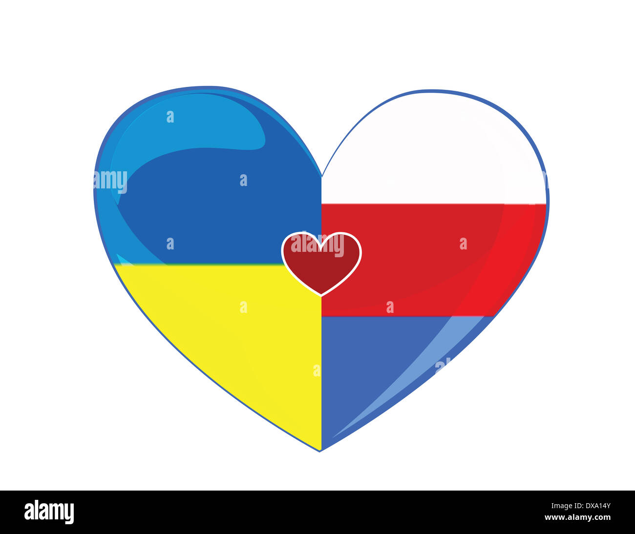 Symbols friendship between Russia and Ukraine Stock Photo