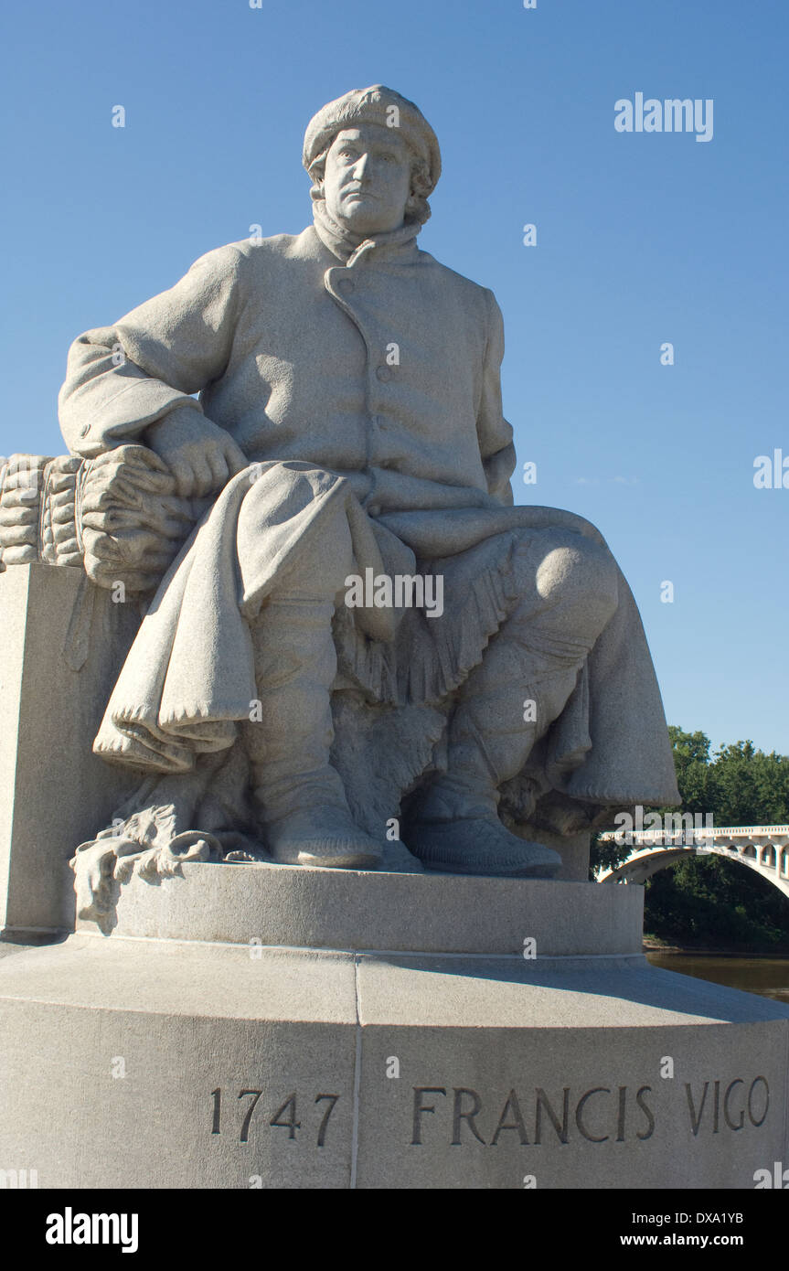 Statue of Revolutionary War patriot and spy Francis Vigo, Vincennes, Indiana. Digital photograph Stock Photo