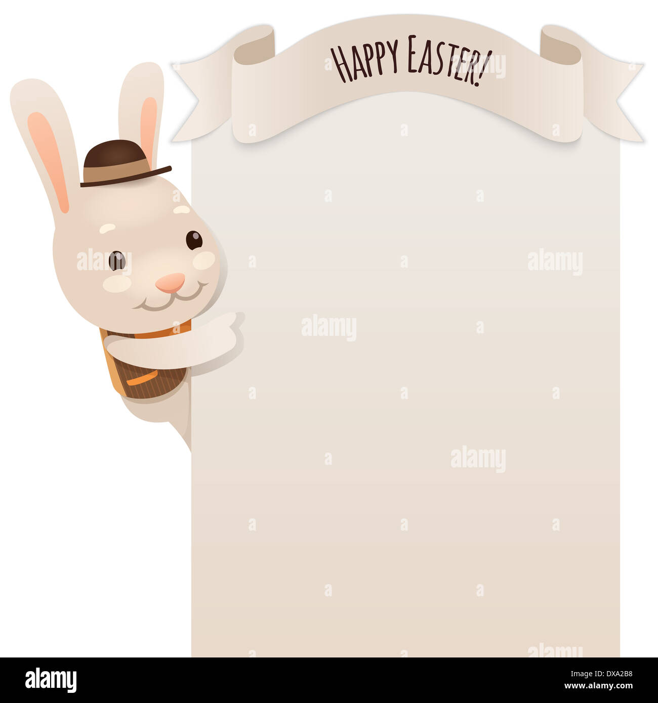 Happy Easter Bunny Looking at Blank Poster Stock Photo - Alamy