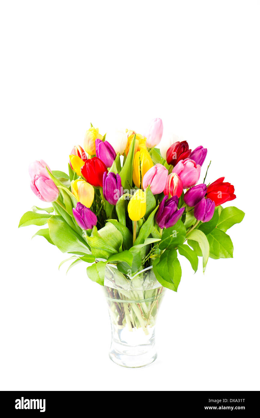 colorful bouquet of fresh tulips isolated Stock Photo - Alamy