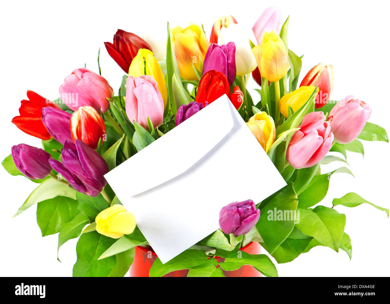 colorful bouquet of fresh tulips Stock Photo - Alamy