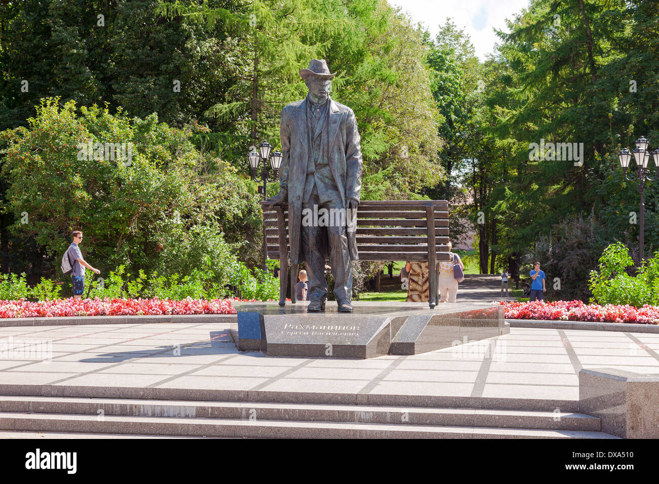 Bronze monument for Rachmaninov near the Novgorod Kremlin Stock Photo