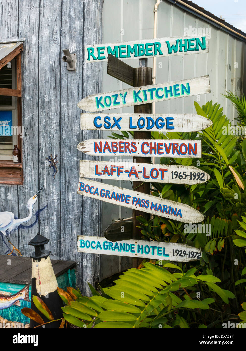 Kiitschy Humorous Directional Sign Post, Boca Grande, FL, USA Stock ...