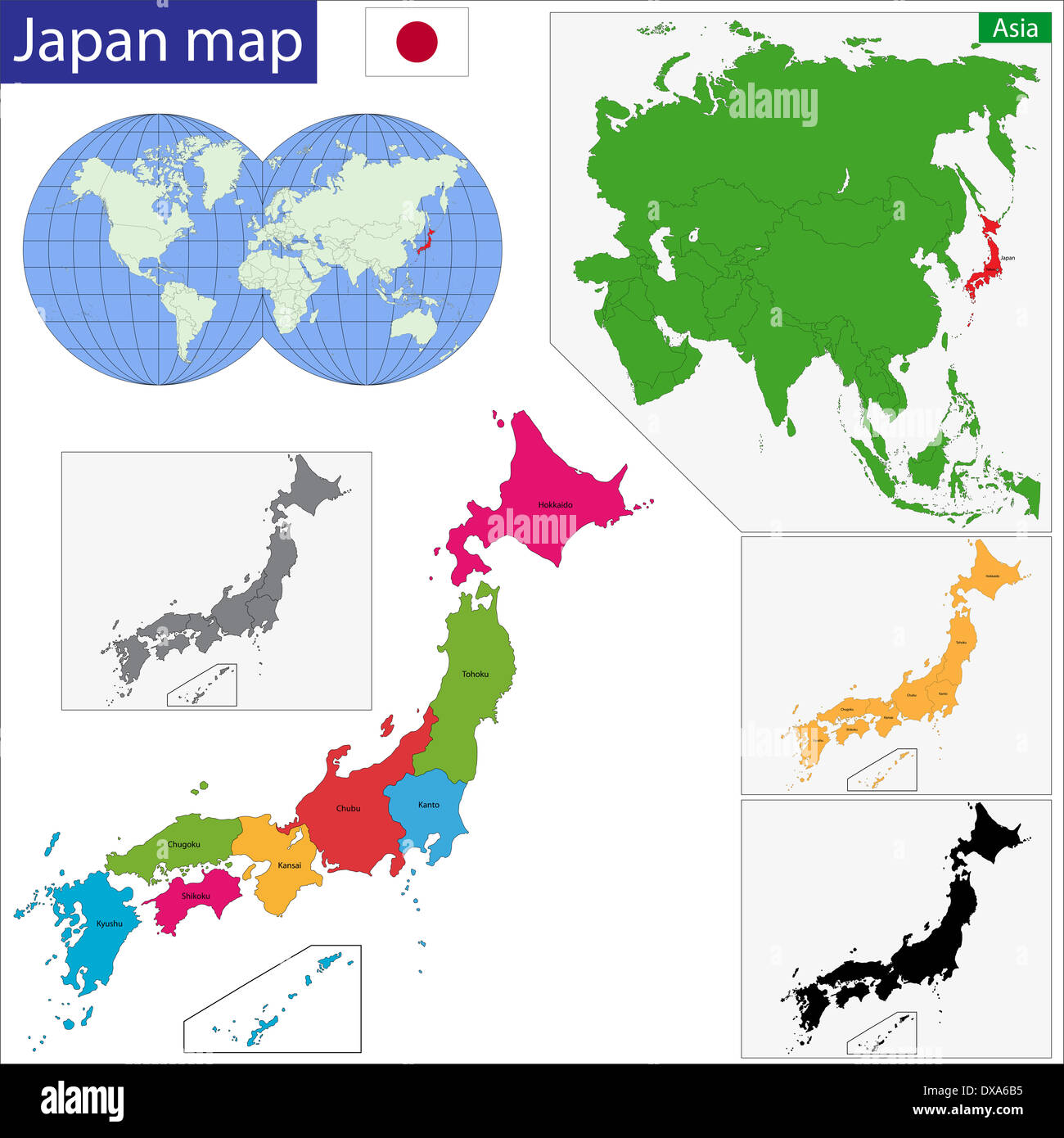 Shikoku, Political Map, Region and Smallest Main Island of Japan