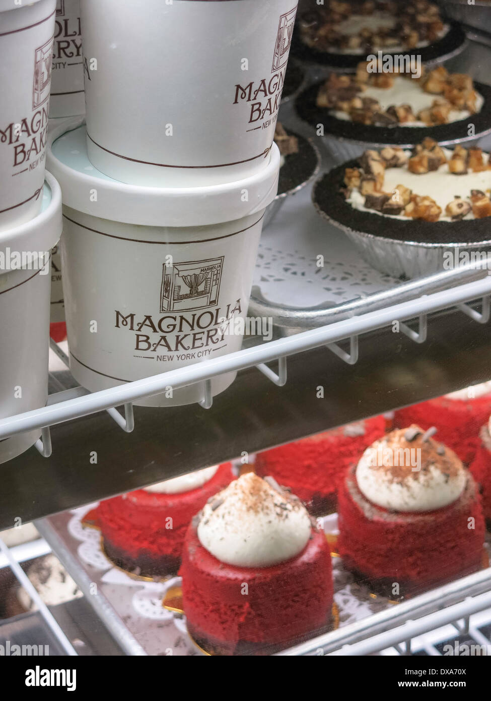 Baked Goods Display, Magnolia Bakery, Grand Central Terminal, NYC,USA Stock Photo