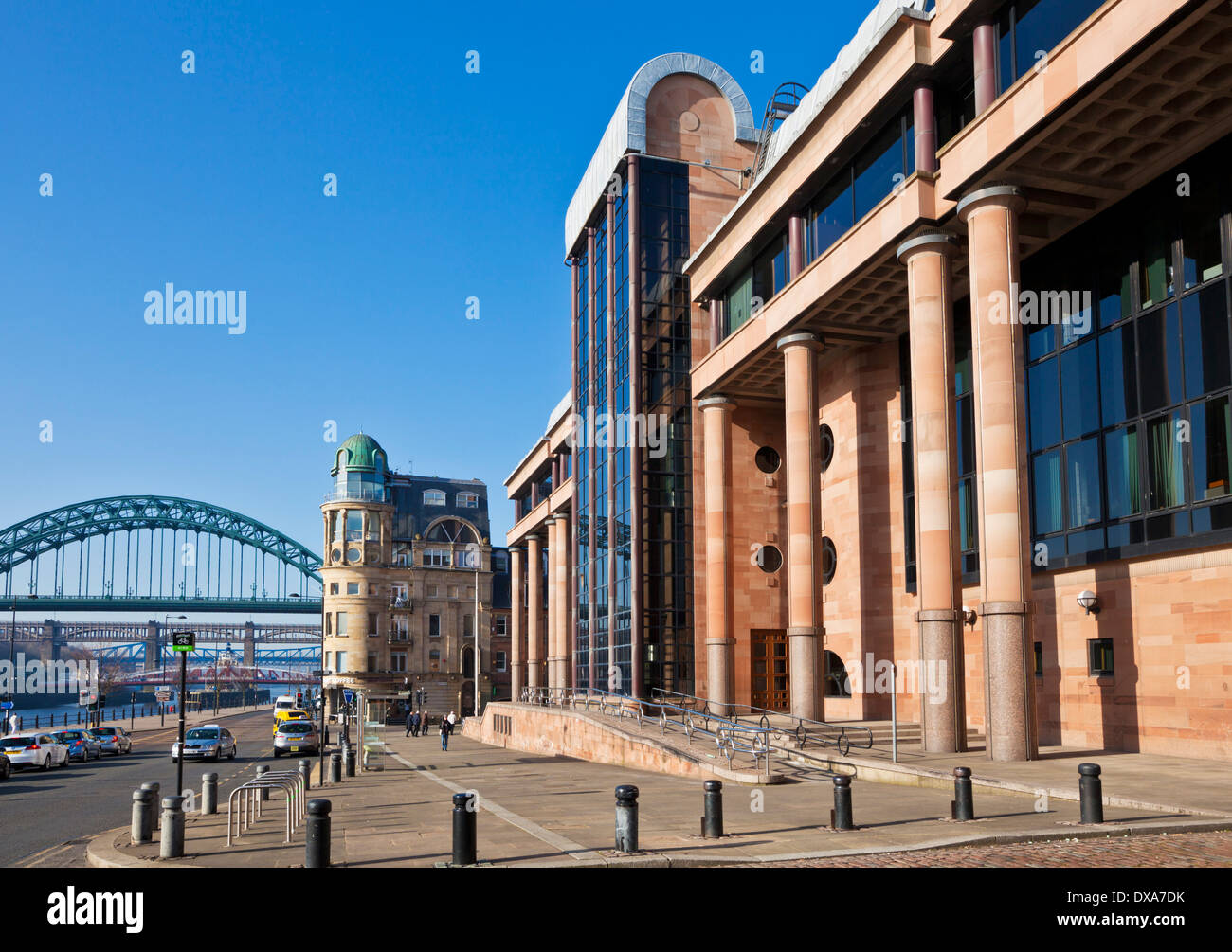 Front entrance of Newcastle crown court with tyne bridge Newcastle upon