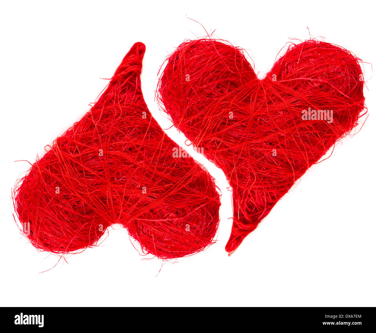 two red hearts on white background Stock Photo - Alamy