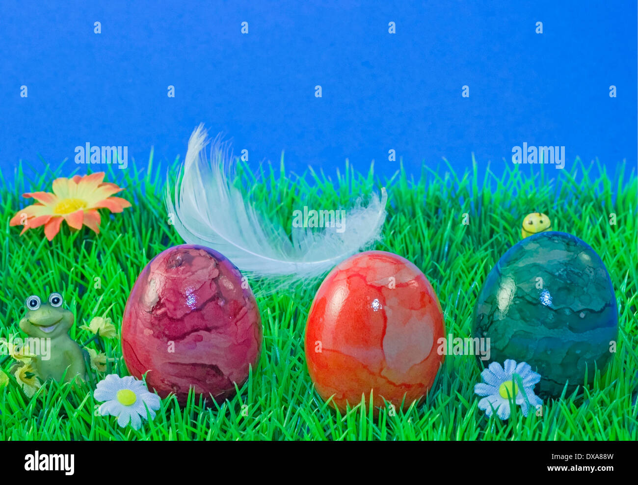 Easter eggs colorful marbled Stock Photo