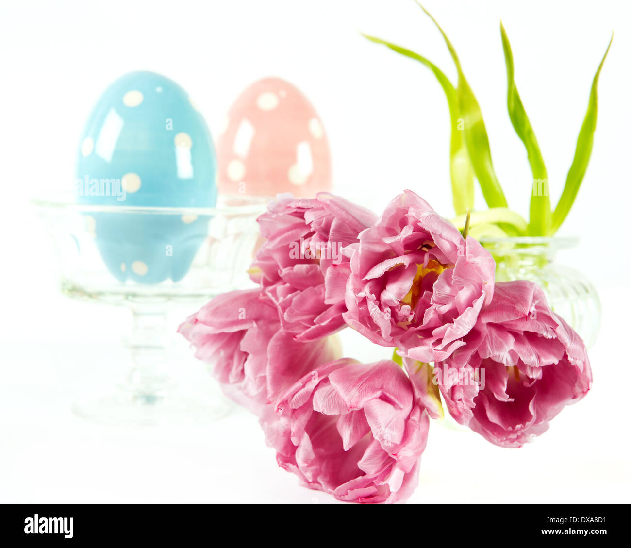 easter decoration. spring flowers with easter eggs Stock Photo - Alamy