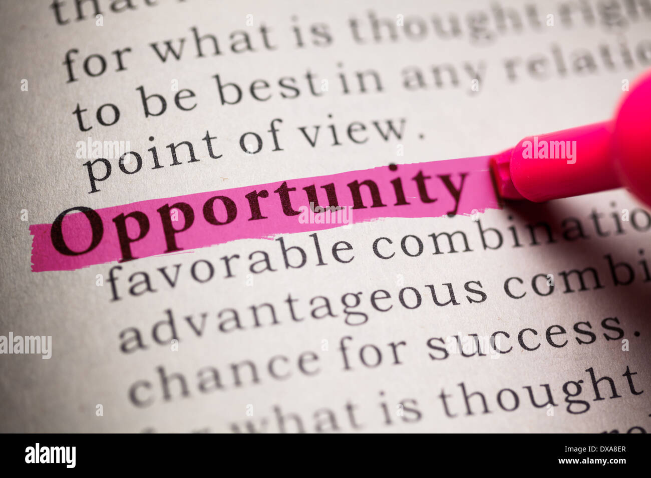 Fake Dictionary, definition of the word opportunity. Stock Photo