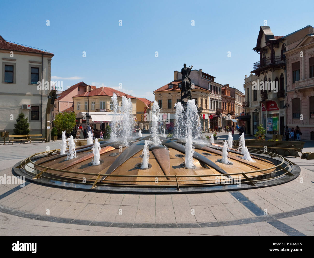 Fountain laid out as star of Vergina in the city of Bitola, Pelagonia region of Macedonia Stock