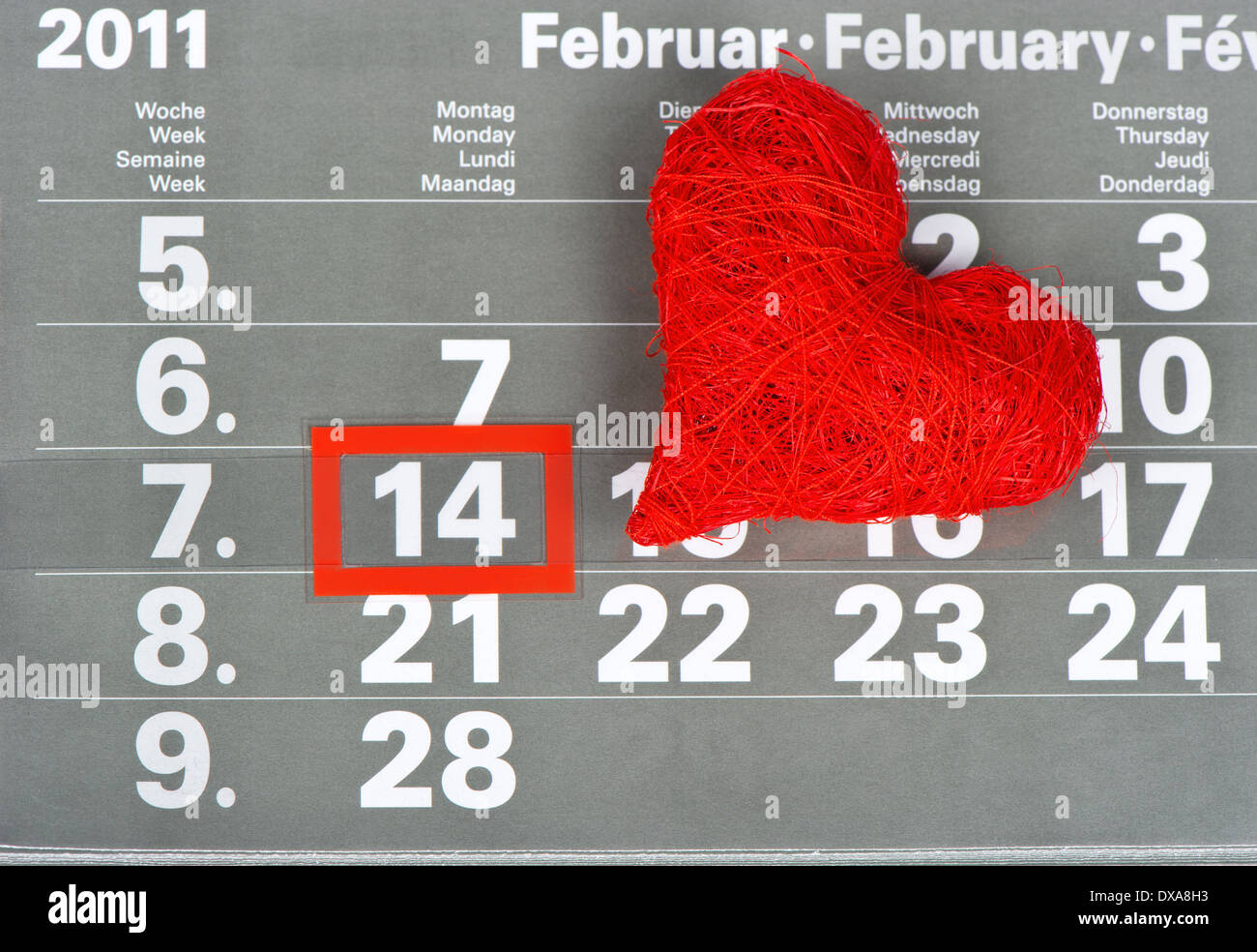 Valentine's Day 14. February. calendar Stock Photo