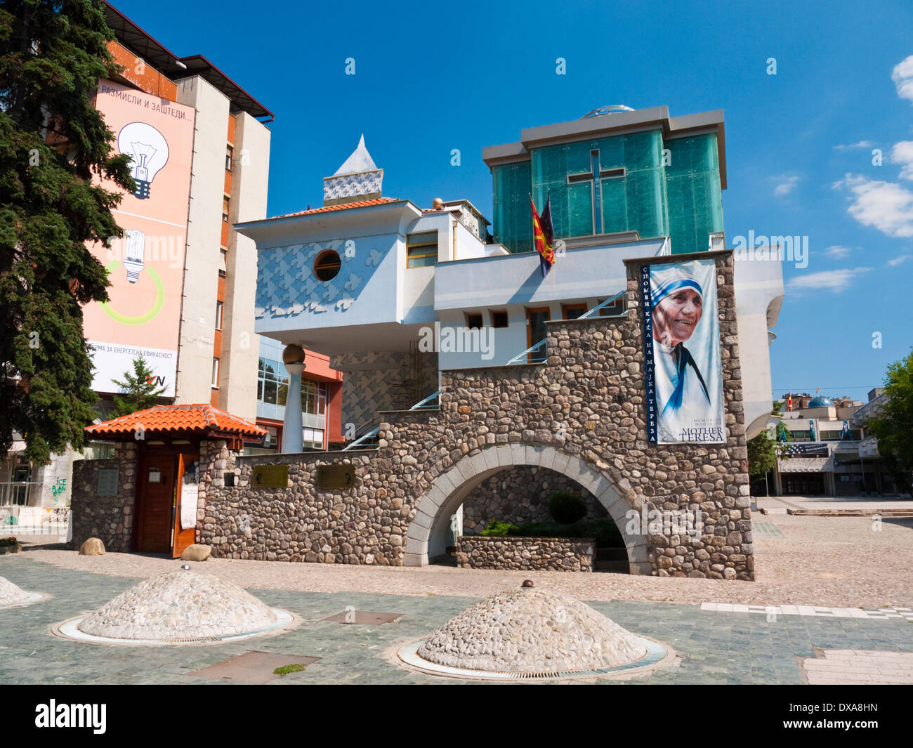 Memorial house to Mother Teresa, born as Gonxha Bojaxhiu, of Albanian descent in Skopje, Macedonia in 1910. Stock Photo