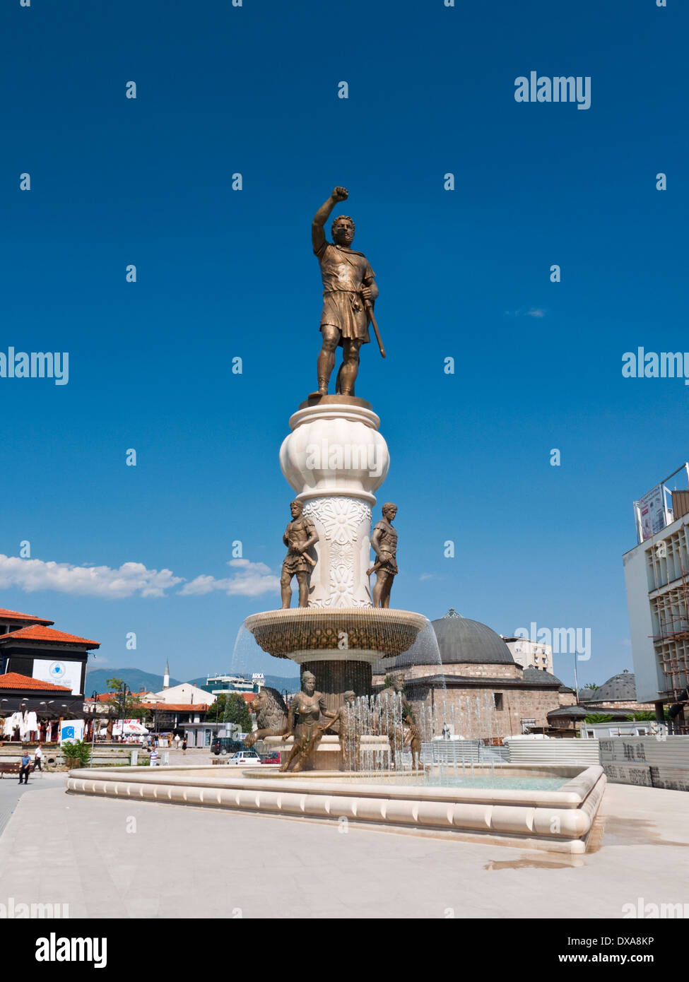 Statue of Philip II of Macedonia and fountain, erected as part of the  "Skopje 2014" project, Skopje, Macedonia Stock Photo - Alamy