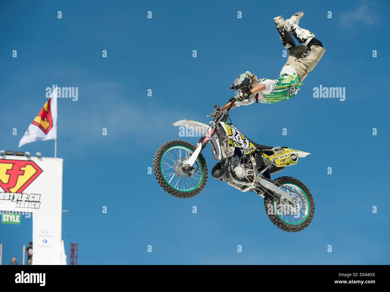 FMX Freestyle Moto Cross professional Daisuke Suzuki (JPN) shows  spectacular jumps and flips at the 2013 freestyle.ch in Zurich Stock Photo  - Alamy