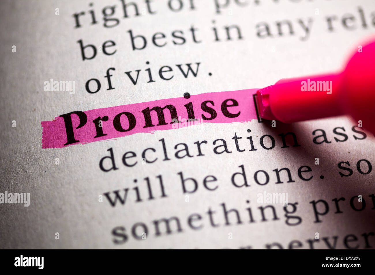 Fake Dictionary, definition of the word promise Stock Photo Alamy