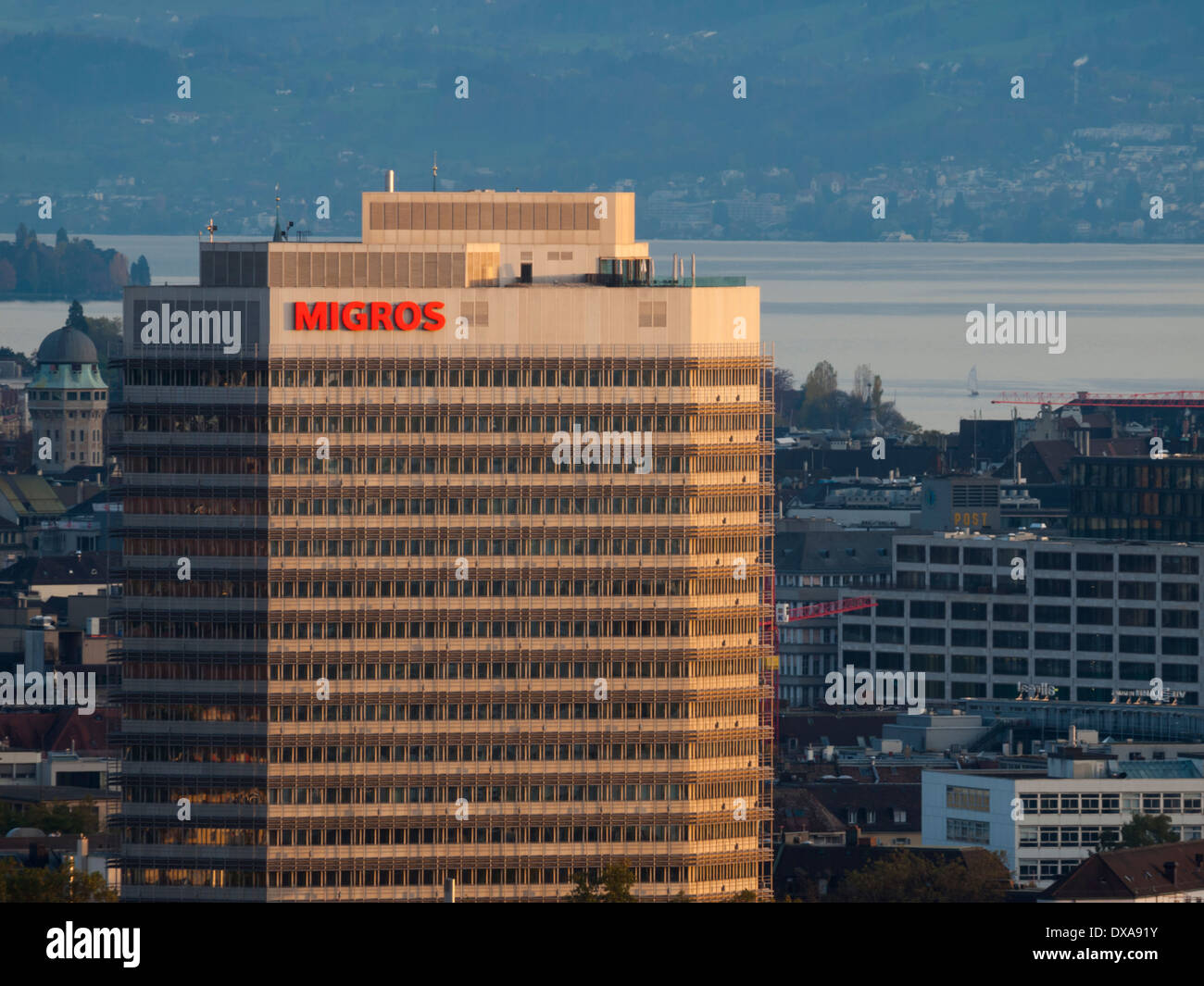 High rise office building of the Migros co-operative headquarters in Zurich, Switzerland. Stock Photo