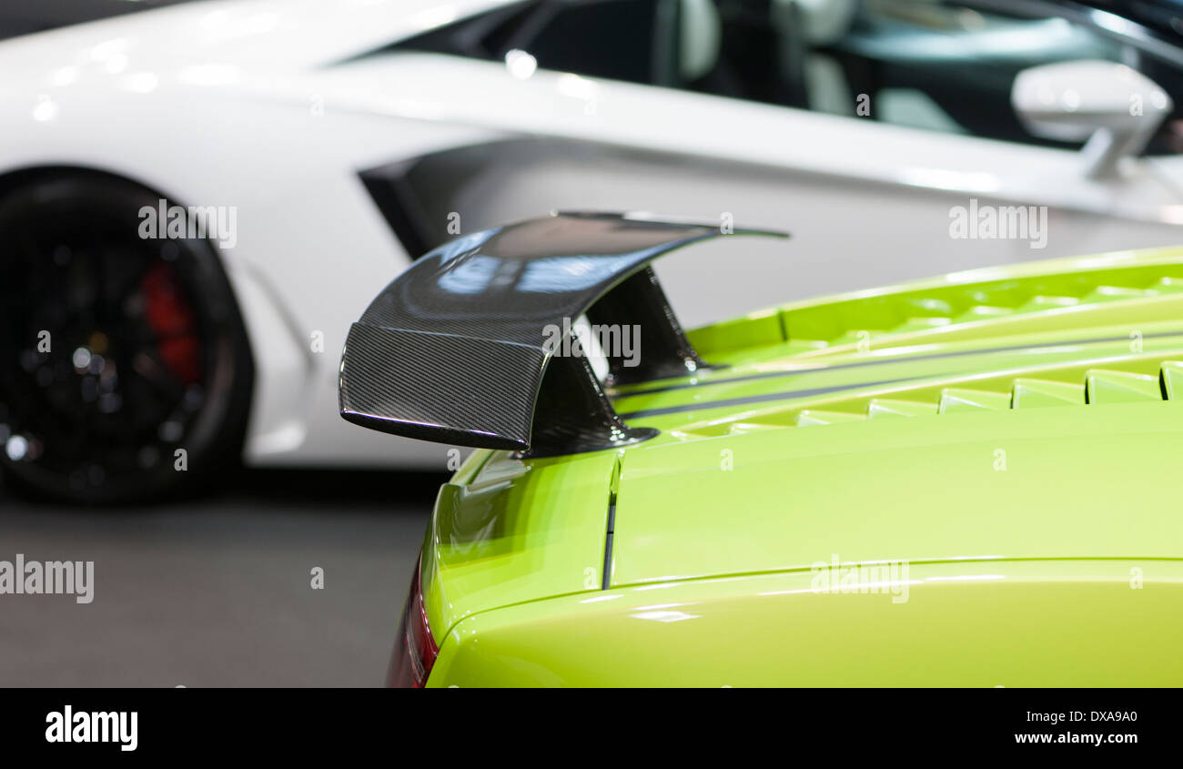 Lamborghini luxury sportscars exhibited at Zurich Motor Show Stock Photo