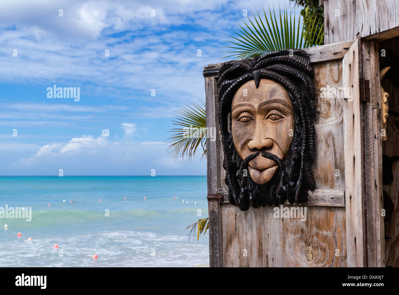 Traditional Jamaican wood carvings, Negril, Jamaica Stock Photo