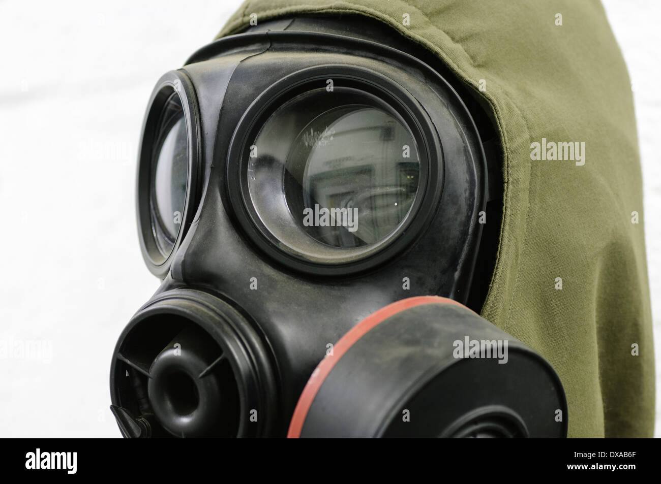 Gasmask and Nuclear, Biological and Chemical (NBC) suit Stock Photo