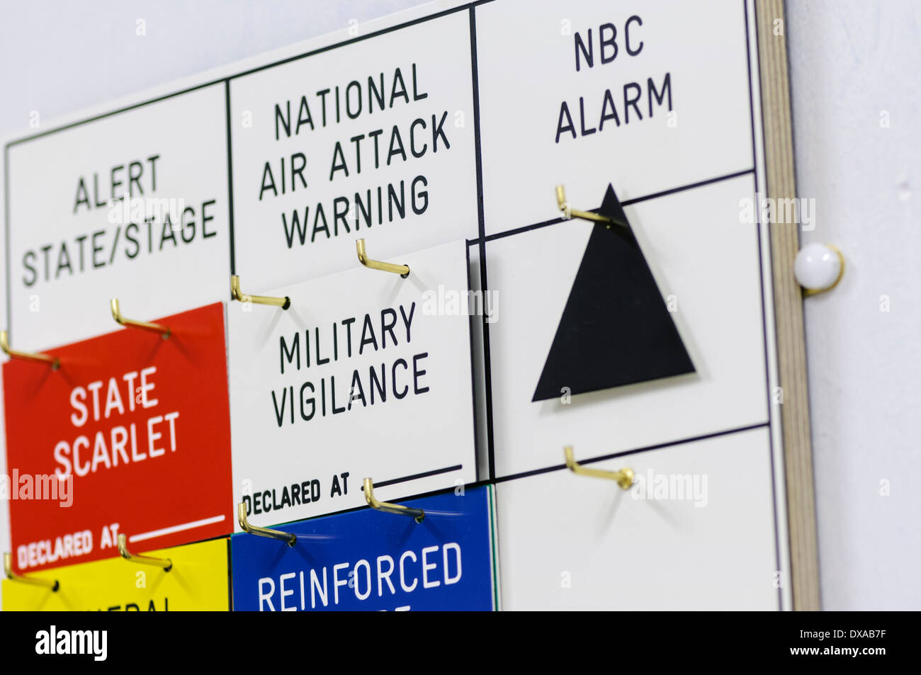 Alert status board in a 1980s nuclear bunker Stock Photo