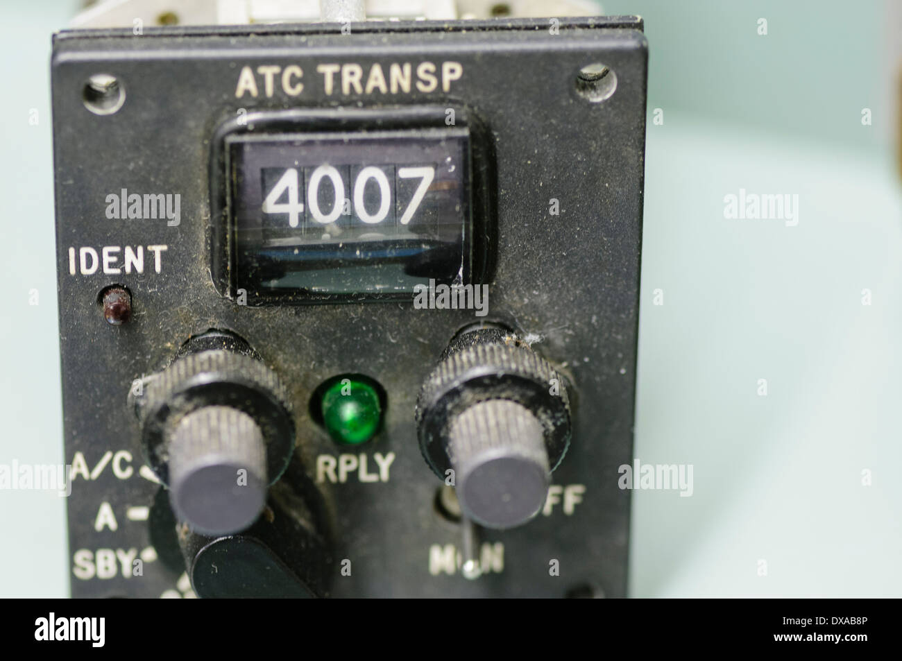 ATC transponder from an aircraft control panel. Stock Photo