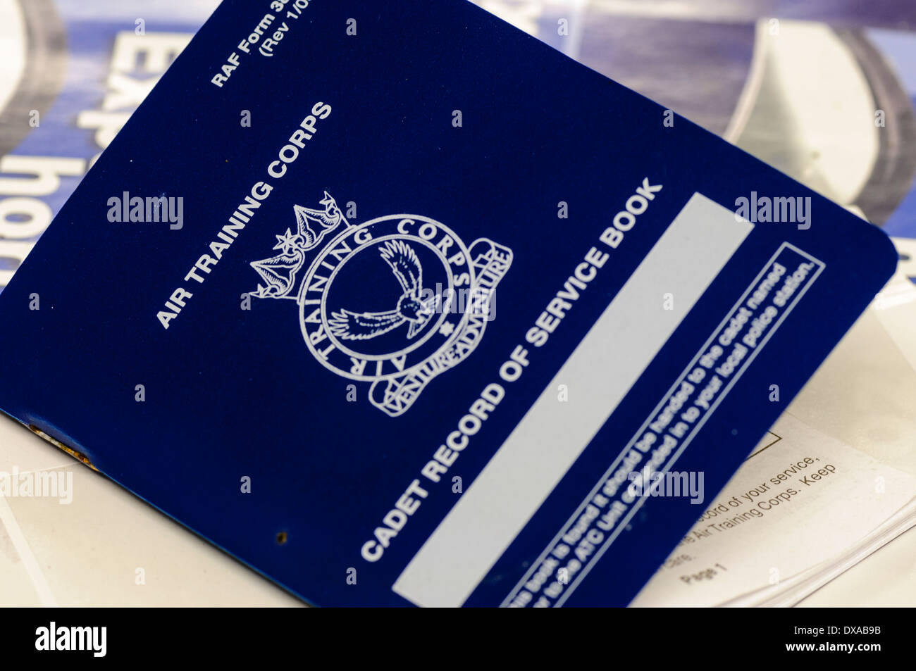 Air Training Corps cadet record of service book Stock Photo