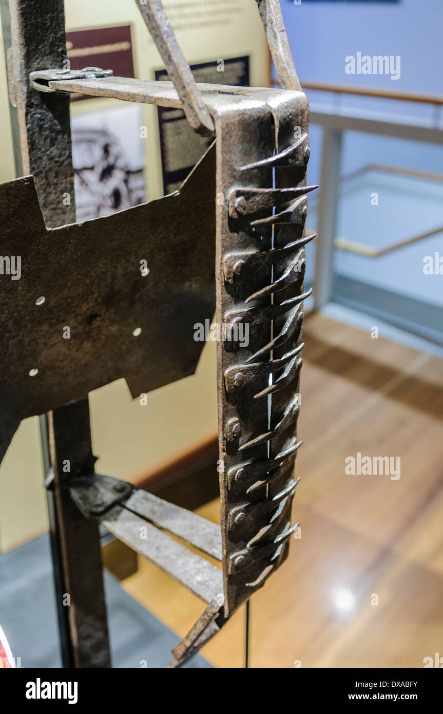A large trap with spikes on show in a museum. Stock Photo