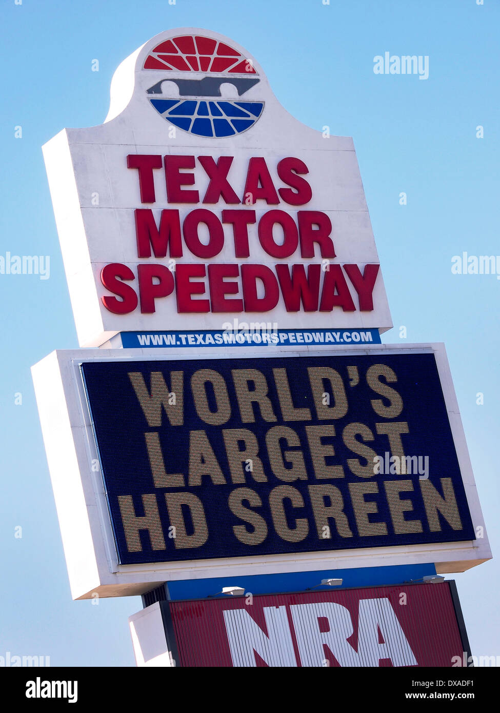Stock car race track, Texas Motor Speedway, in Ft. Worth, Texas now claims to have the world's largest video screen Stock Photo