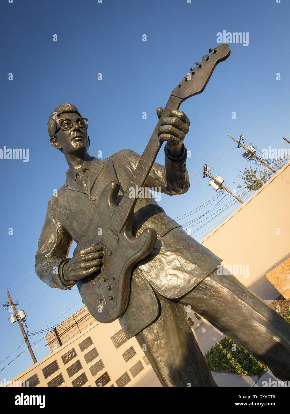 Buddy Holly statue and West Texas Walk of Fame in Lubbock, Texas, USA