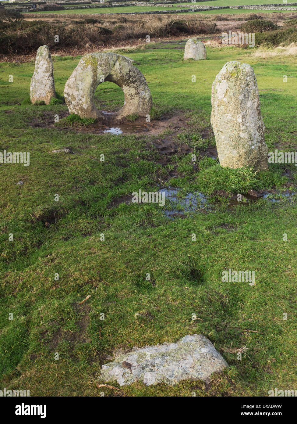 Men-an-Tol in Cornwall - Map ref SW426349 Stock Photo