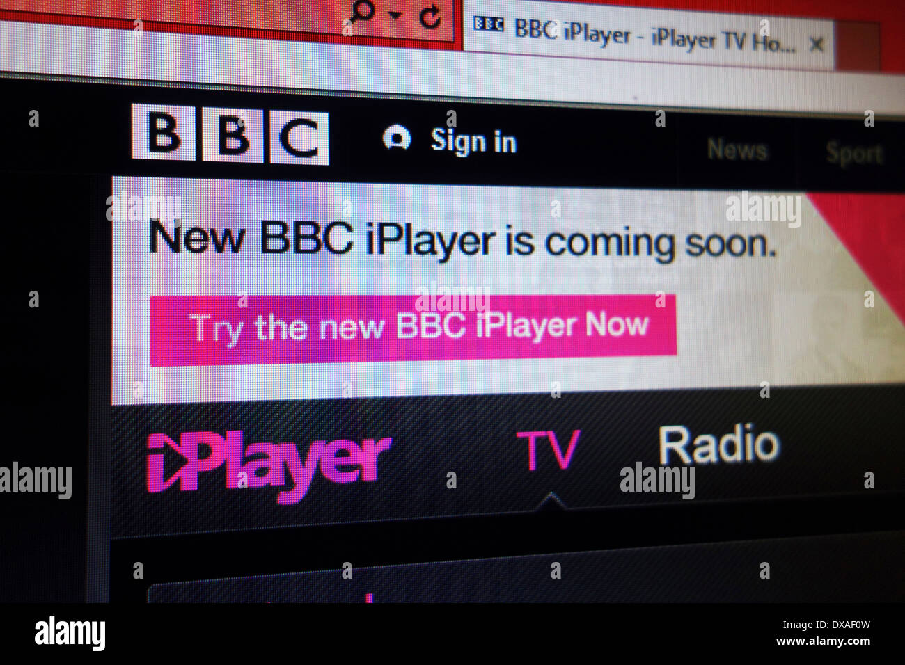BBC iPlayer online web site Stock Photo