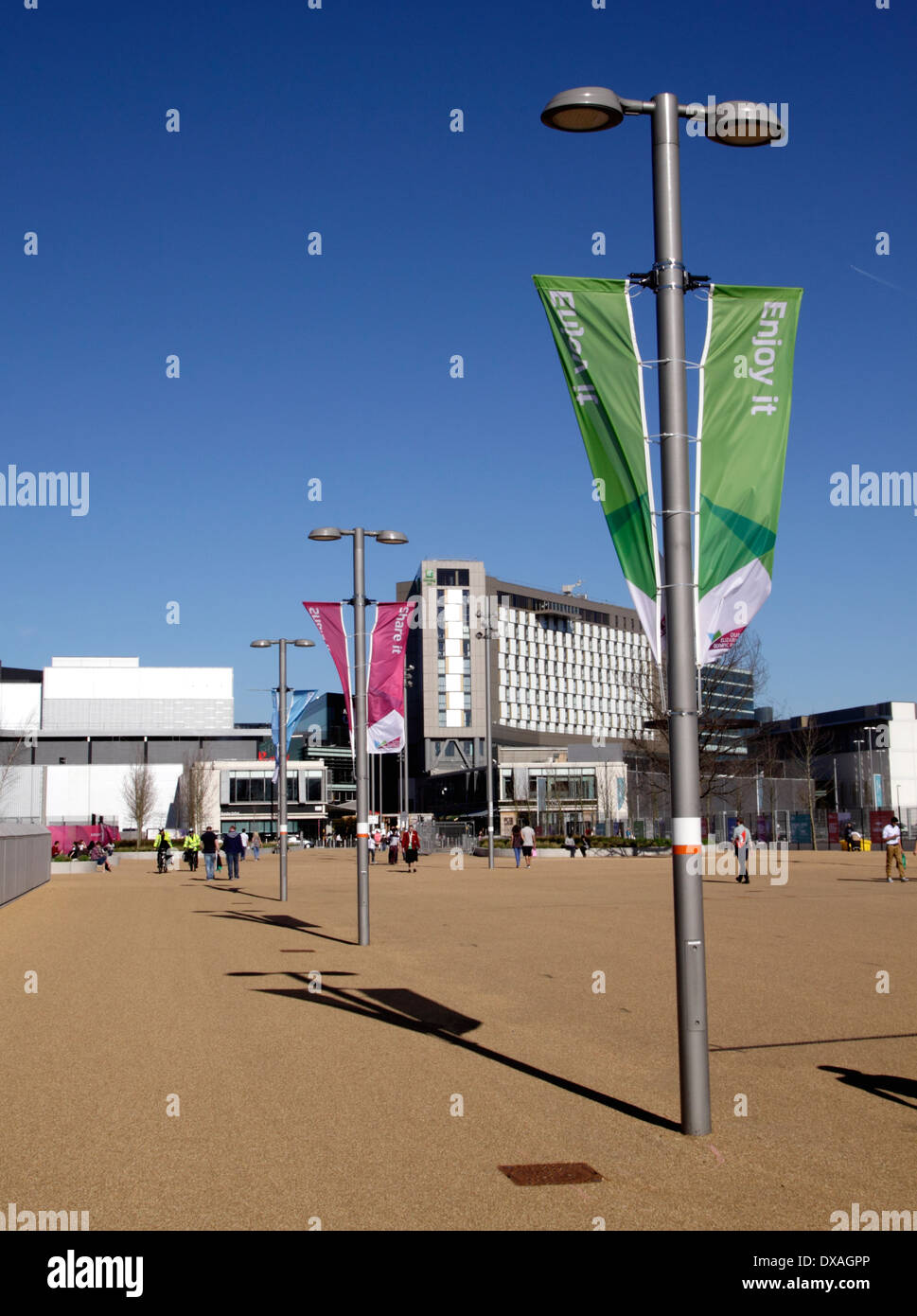 Pedestrian access to the Olympic Park Stratford London Stock Photo