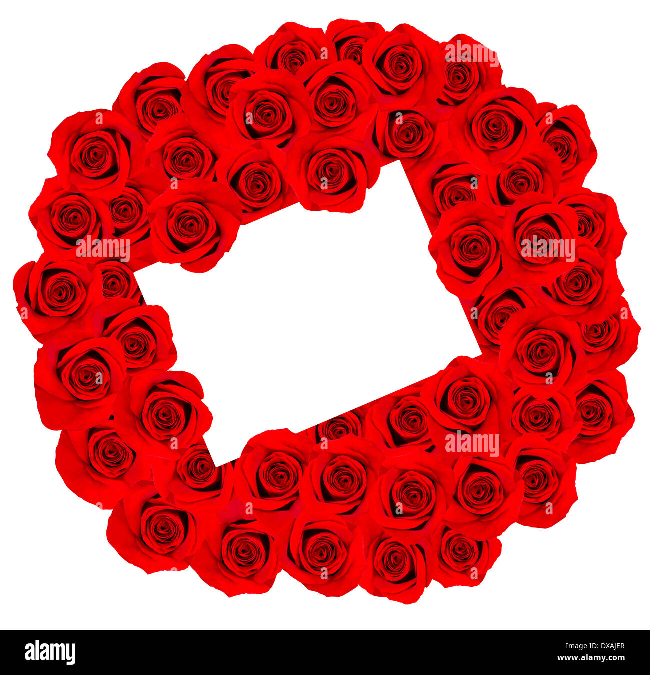 red roses frame with a blank card for your text Stock Photo - Alamy