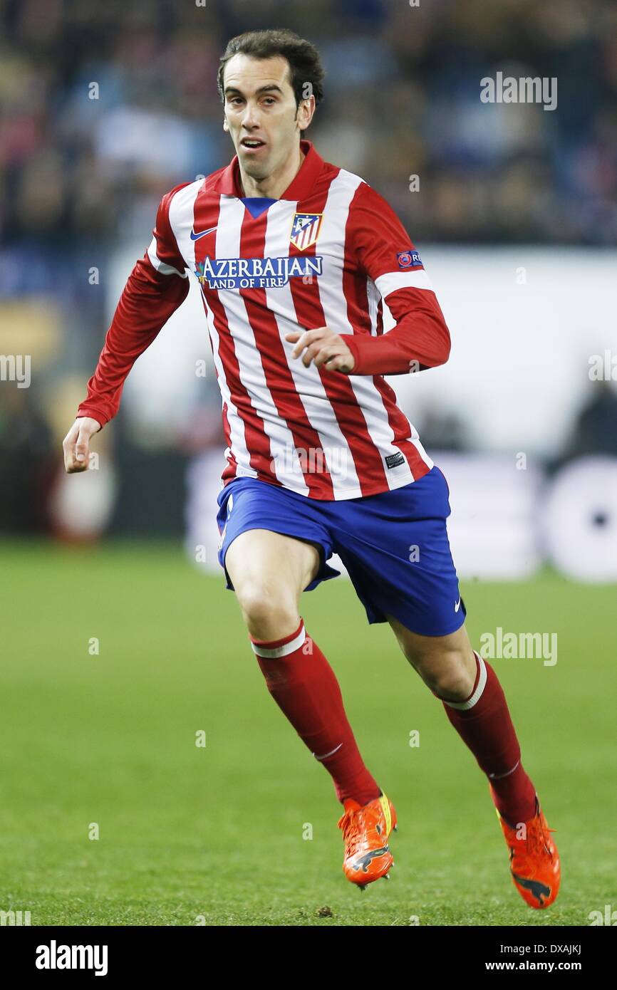 Madrid Spain 11th Mar 2014 Diego Godin Atletico Football Soccer Uefa Champions League Match Between Atletico De Madrid And Ac Milan At The Vicente Calderon Stadium In Madrid Spain C Aflo Alamy